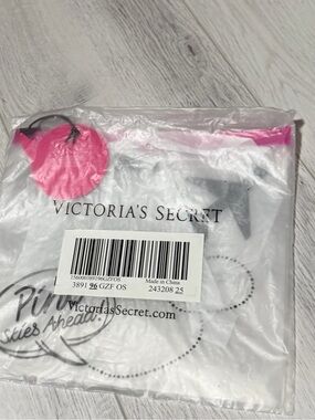 PINK Victoria's Secret Clear Travel Pouch with Hot Pink Trim